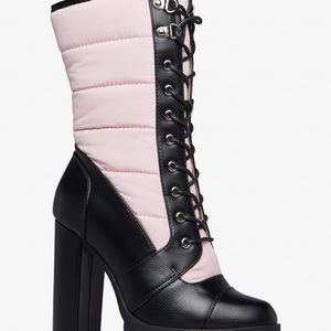 Light Pink/black heel boot